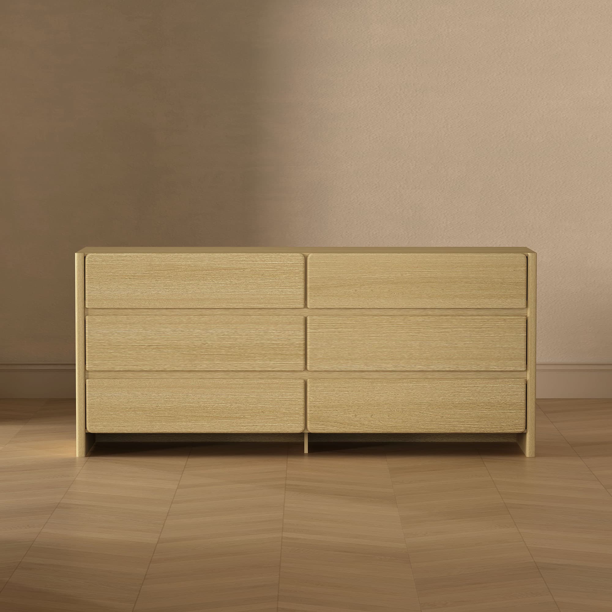 Linda 72" Dresser in Natural Oak (6-Drawer)